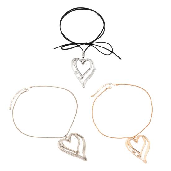 Heart Necklace for Women Double Hollow Heart Long Rope/Chain Necklace for Valentine's Day Birthdays Anniversaries Gift