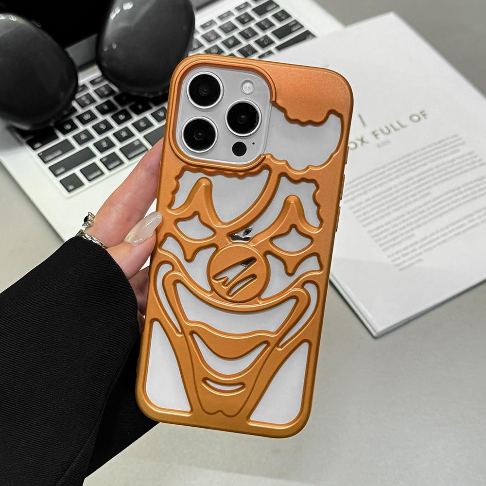 

Orange 3D Clown Hollow Dissipate Heat Phone Case For iPhone 17 Air 16 15 14 13 12 Pro Max Frosted Shockproof Soft TPU Back Cover iPhone Air