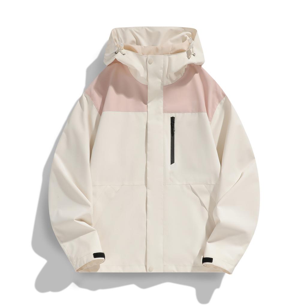Printed Color-blocking Jacket for Men and Women The Same Style Spring and Autumn Trendy Waterproof Hooded Loose Couple Jacket for Men