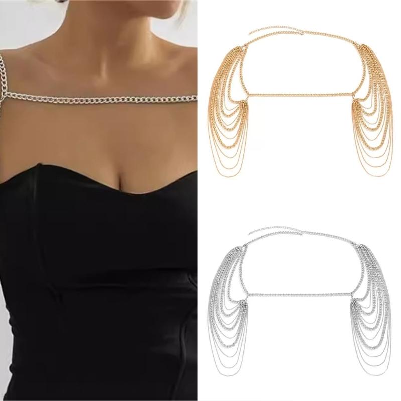 Einzigartige Kreuzkragen-Halskette Luxuriöse Körperkette mit Quasten Schmuck Idol Kostüm Modern Schichtweise für Idol Tänzer