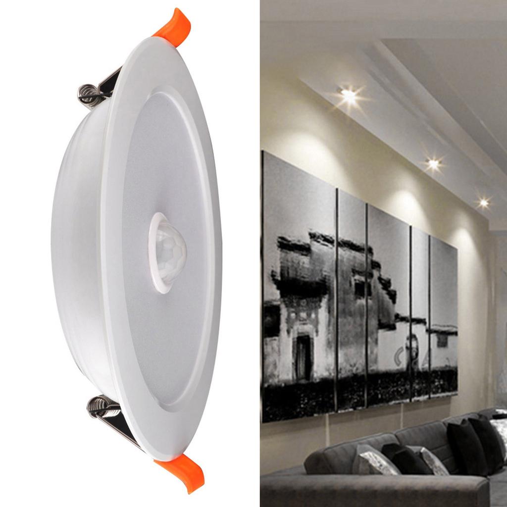 12W AC85?265V LED Ceiling Light Downlight Human Body Sensor Recessed Lamp for Home Indoor (Warm