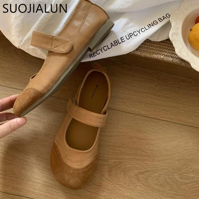 Fashion SUOJIALUN 2025 New Brand Women Flat Shoes Fashion Mix Color Ladies Elegant Mary Jane Shoe Soft Flat Heel Outdoor Dress Single Sh