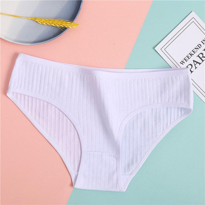 FINETOO Cotton Women's Briefs Solid Color Long Johns M-XL Mm Soft Briefs Girls Striped Underwear Comfortable Panties Women's Underwear