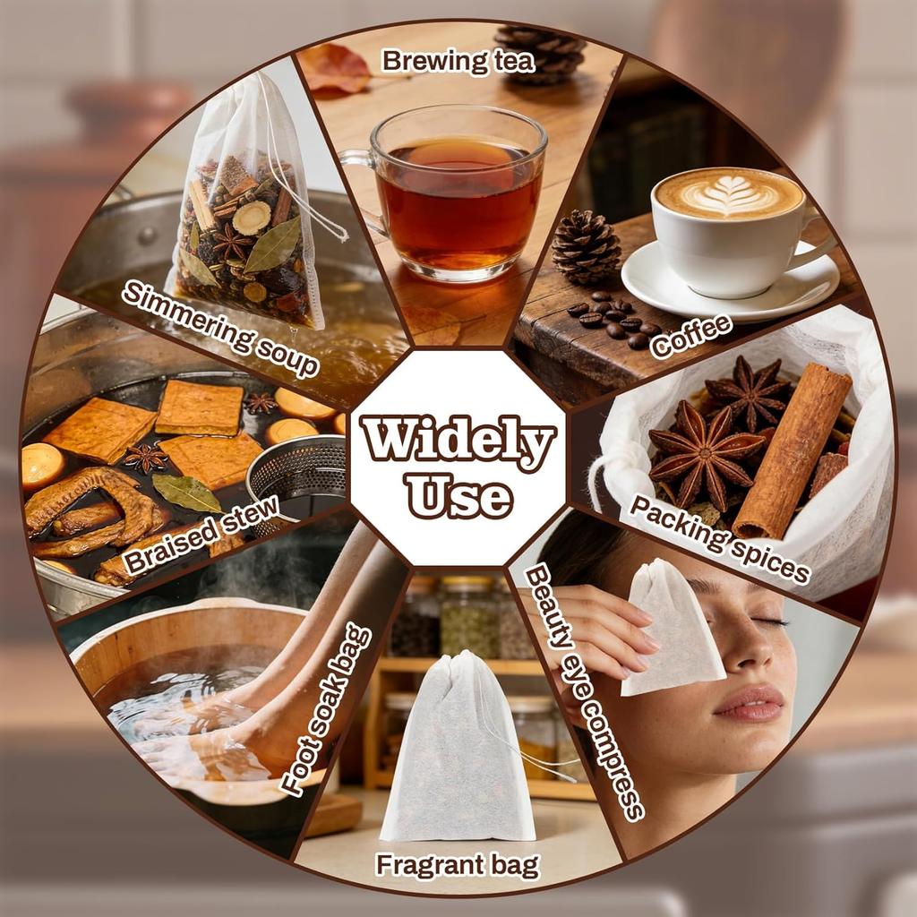 MAQIHAN 300 PCS Empty Tea Bags for Loose Tea - Disposable Tea Filter Bags White Natural Biodegradable Bulk Fillable Empty Tea Bags with String Empty