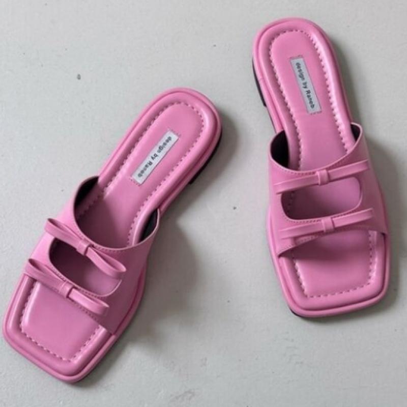 New Arrivals Open Run Ronpodell Knotted Slippers Summer Silver Women Pink 4color