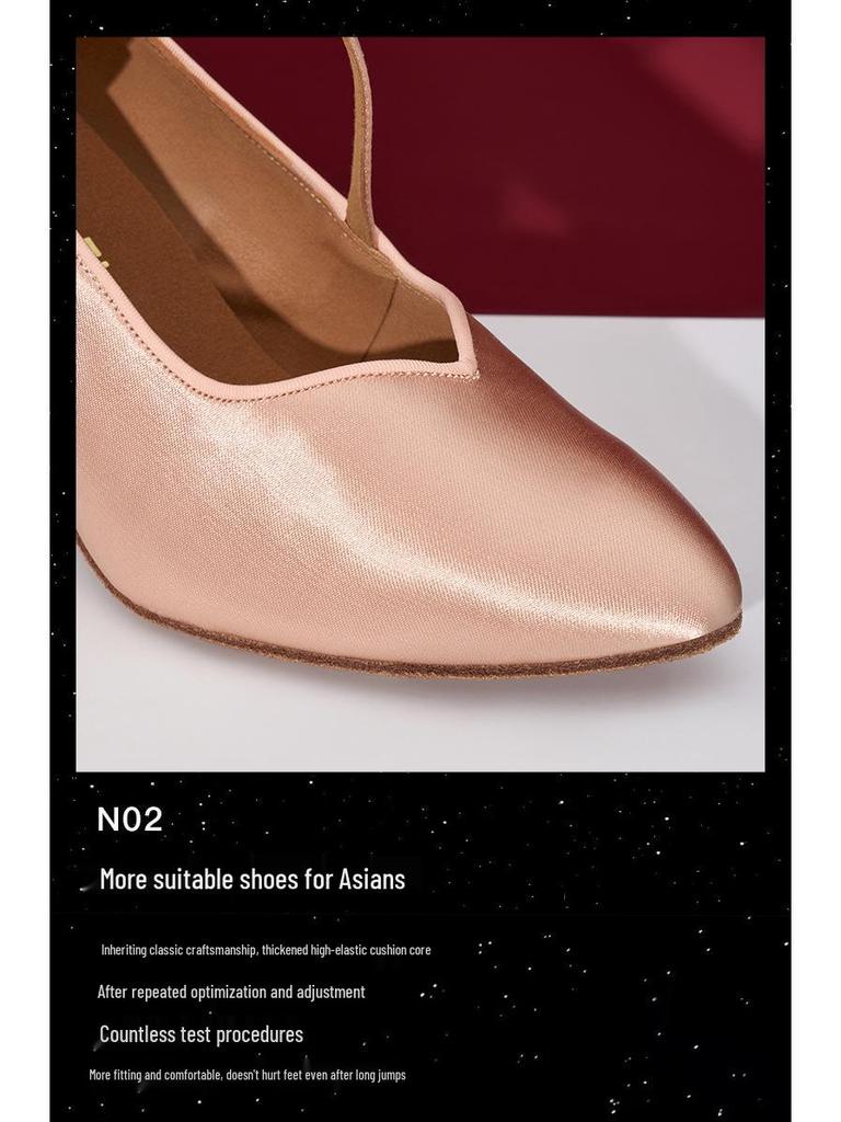 Scarpe Professionali da Ballo per Donna con Tacco Medio-Alto e Suola Morbida per Tango & Valzer