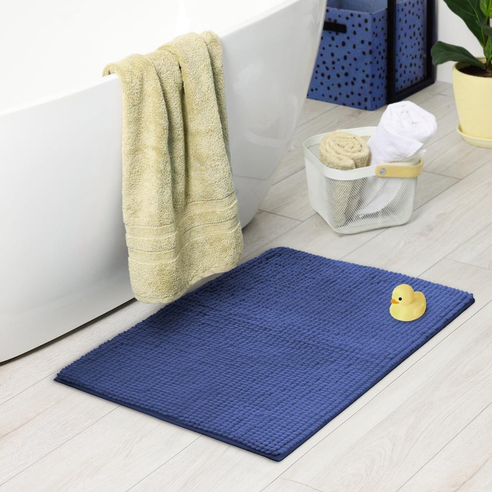 Kids Memory Foam Bath Rug Non-Slip Backing 17x24 Rectangular Polyester Mat Comfortable Bathroom Decor Textured Design