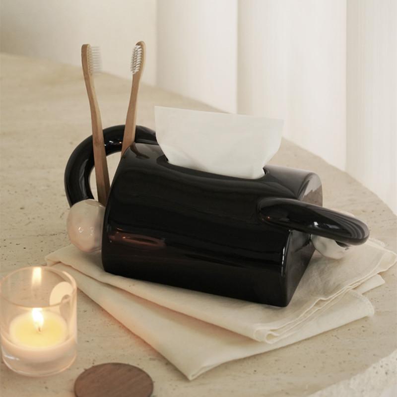 

Абстрактная керамическая коробка для салфеток, настольный ящик для хранения салфеток, держатель для салфеток на кухне, современный стиль, аксессуары для украшения дома