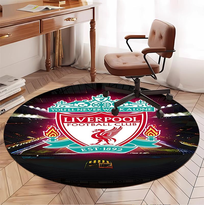 Liverpool F.C Pattern Round Rug, Indoor/Outdoor Mat, for Picnic, Gameroom, Bedroom, Office, Living Room, Home Decor Carpet, Birthday Gift