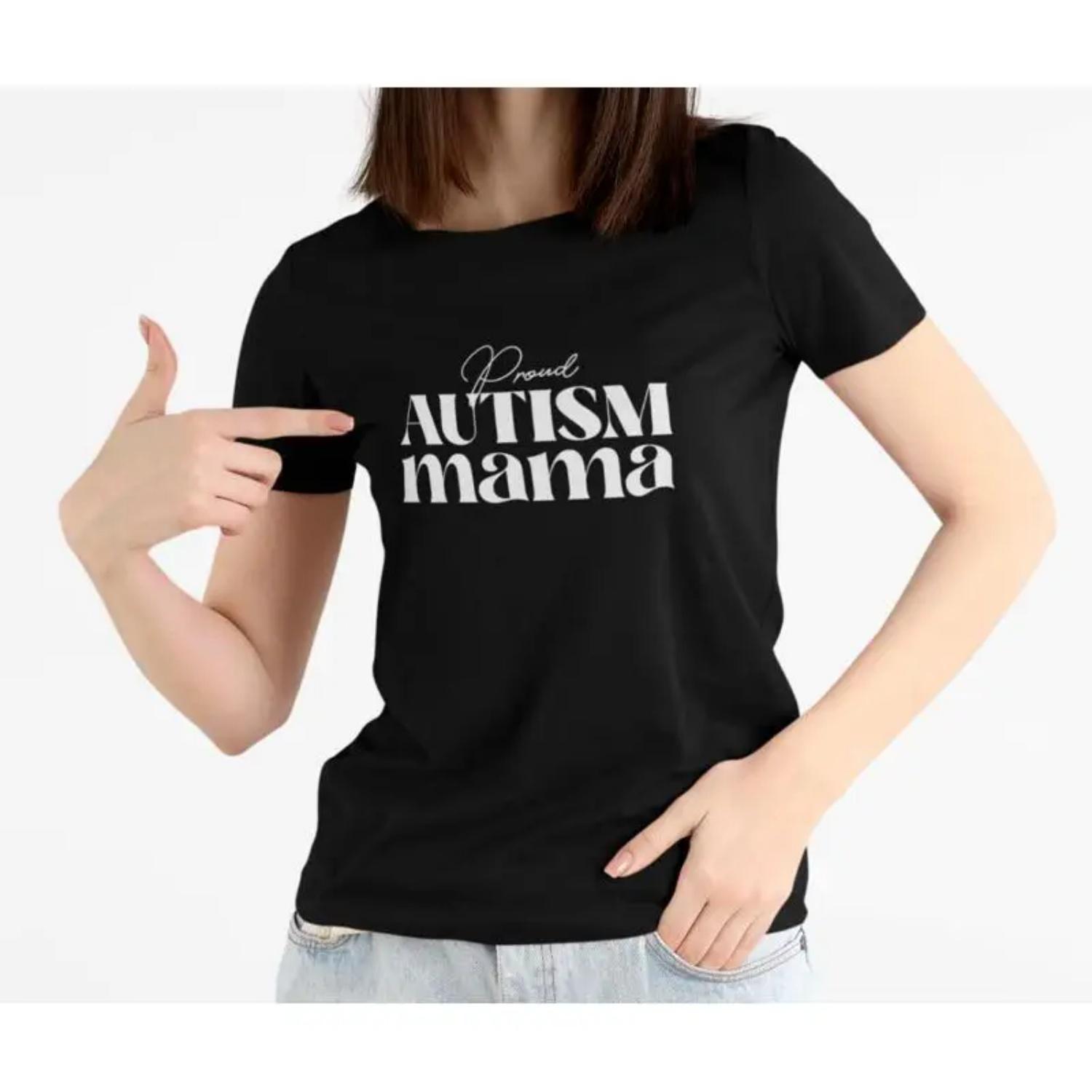 Proud Autism Mama T Shirt for Mommy Awareness Day Puzzle Piece S чёрный
