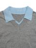 2026 Autumn/Winter Color Block Two-Piece Style Knit Sweater with Lapel and Long Sleeves