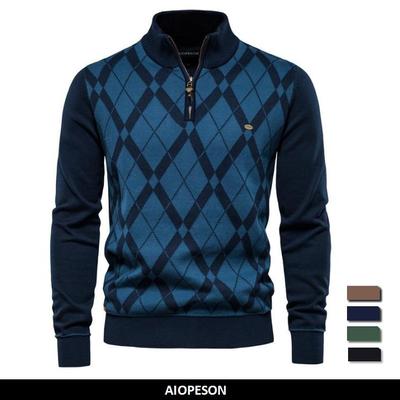 Pull Pulls Homme Affaires Social Décontracté Col Zippé Coton Nouveau Hiver Épais Chaud Pull Pour Homme