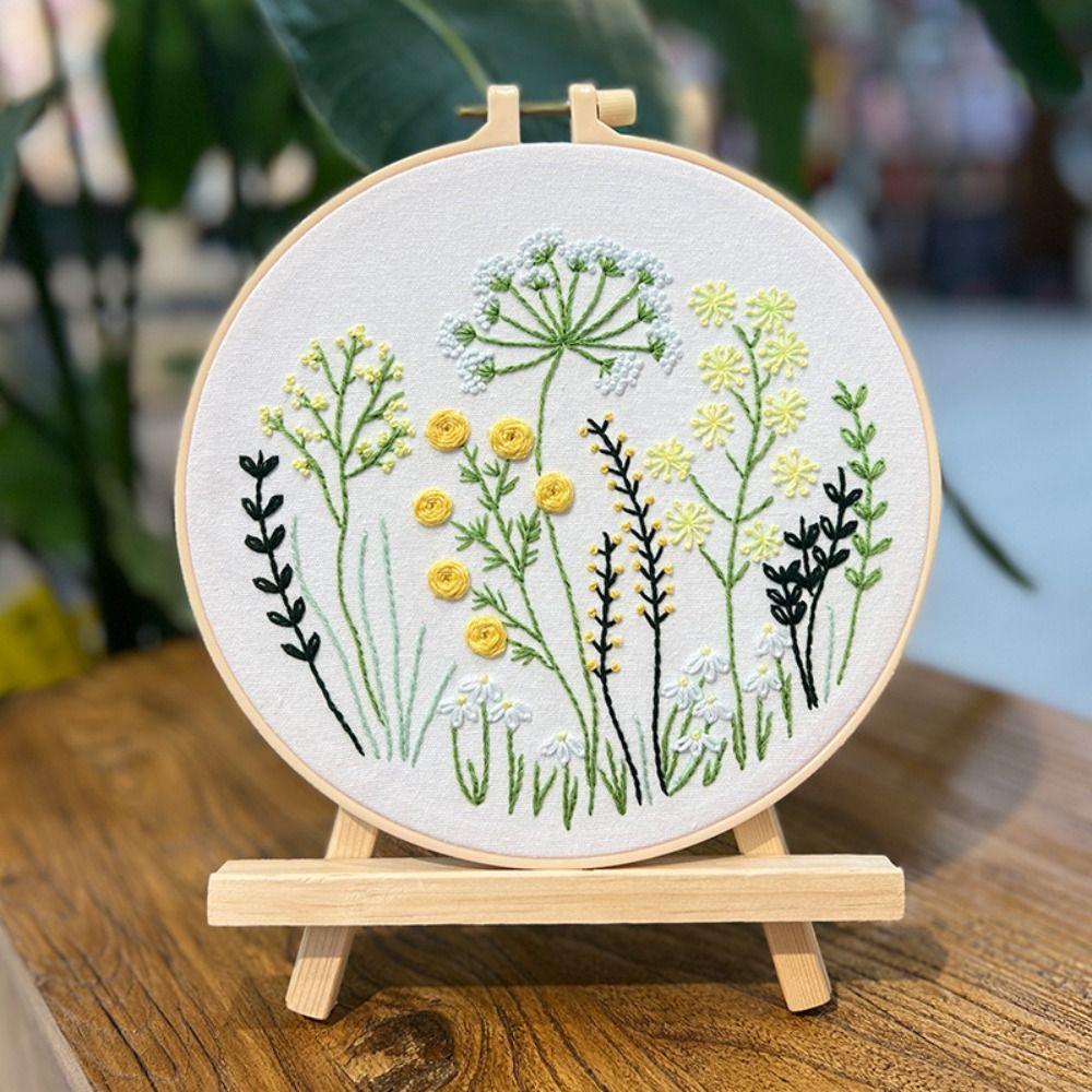 Floral Patterns Flower Embroidery Kit DIY Embroidery Set Home Decor Cross Stitch Set  Beginner