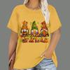 Women's Christmas T-shirt, cartoon Santa Claus print, short-sleeve, round-neck, casual party loose top