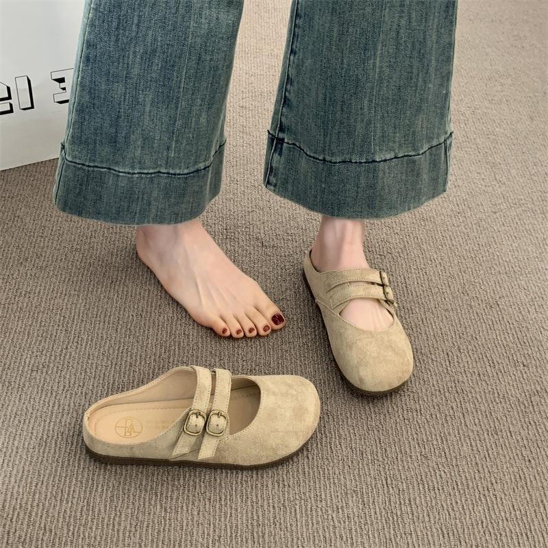 Boken Shoes, Half Flip Flops with Toe Caps, Women's, Outerwear, 2025 New Style, Summer Bestseller, Cool Slippers, Lazy Foot Kick, Single Shoe
