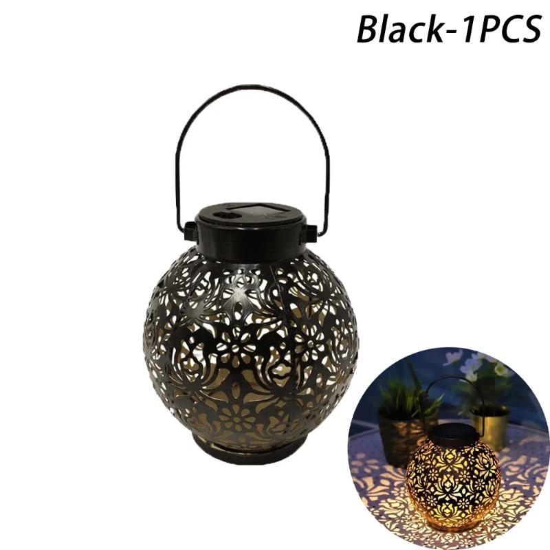 

Уличный садовый солнечный светильник, подвесной светильник из железа, полый светодиодный ландшафтный светильник, проекционный светильник для украшения сада, водонепроницаемый Black*1PC