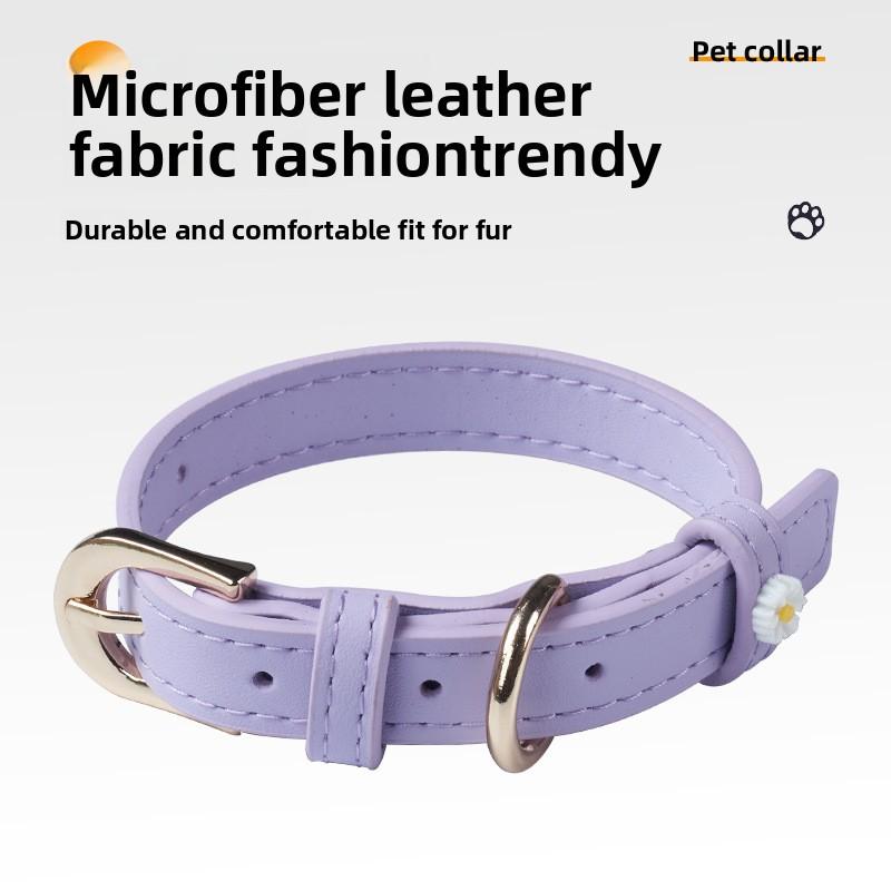 Streng ausgewählte neue Mikrofaserkunstleder kleine Gänseblümchen Katze Schmuckhalsband ultraleicht edel Haustierbedarf Halsband Auswahl