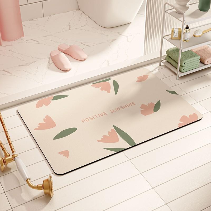 Small Fresh Diatom Mud Soft Ground Paving Anti-Skid Pad Anti-Drop Floor Sticker Small Size Bathroom Absorbent Floor Mat Foot Pad