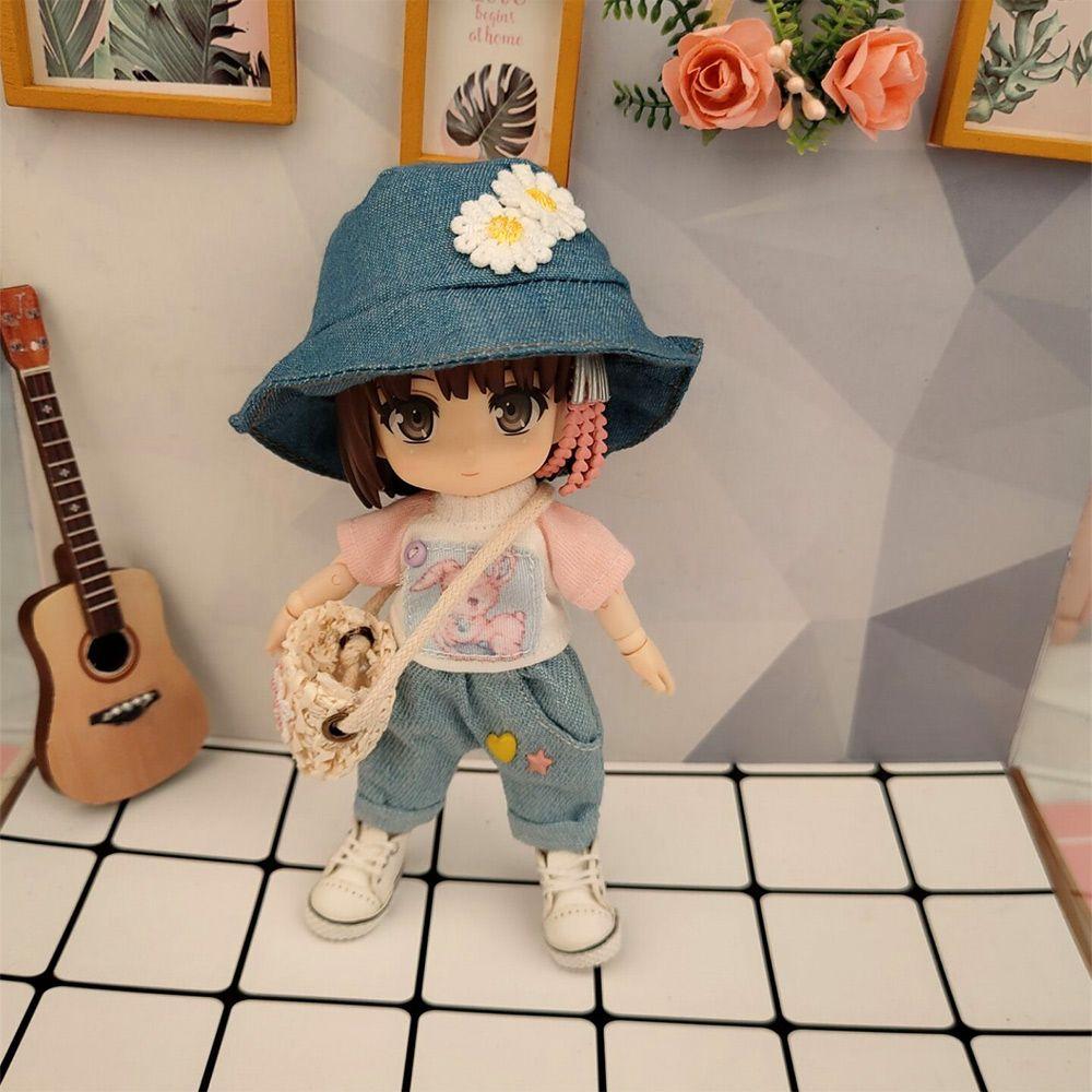 For 1/12 Bjd Fashion Cloth 1/12bjd Hat Striped Ear Hat Doll Clothes Accessories Doll Knitted Hat