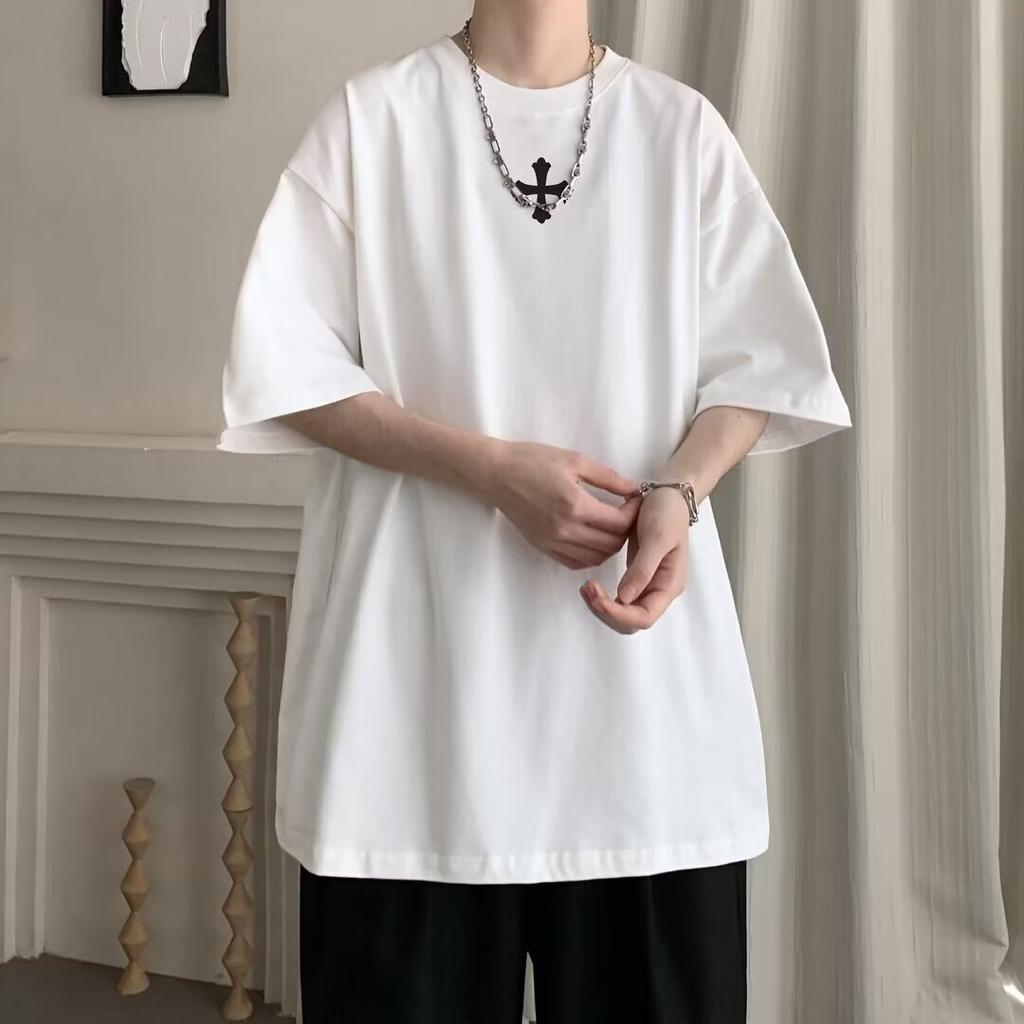 Men'S Trendy Letter Round Neck Printed Short Sleeved T-Shirt For Summer Ins Loose Casual Top