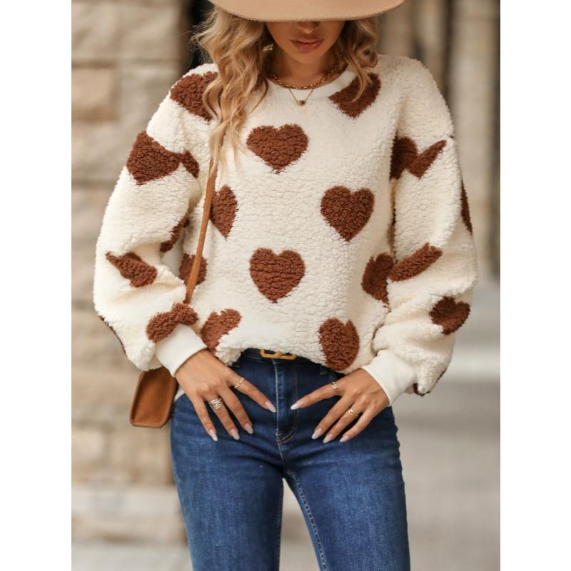 

YYFS Женская мода Повседневный Осень Зима Love Letter Print Длинные рукава O-образный вырез свитера M