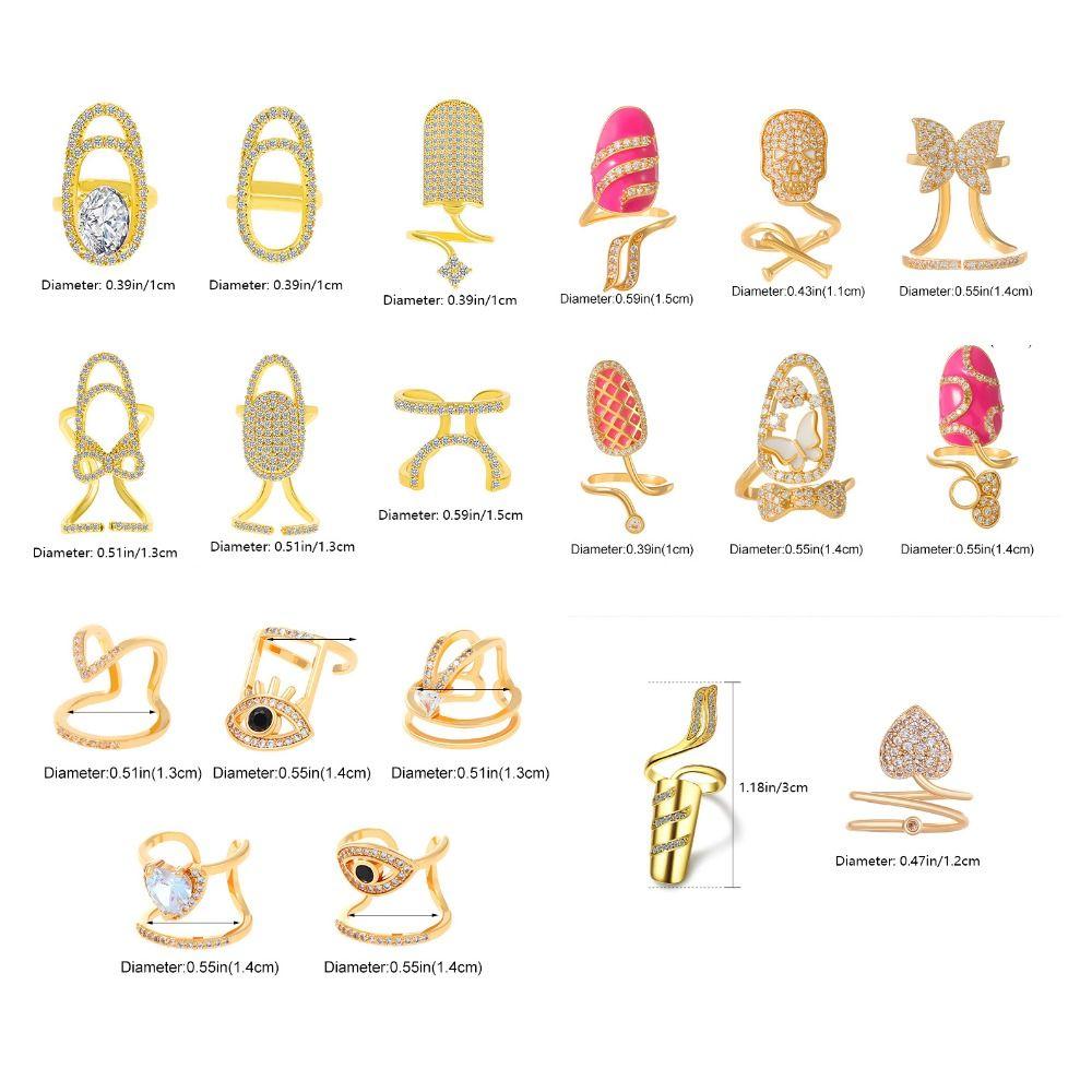 Skull Heart Nail Ring Open Butterfly Nail Art Ring Trendy Eyes Manicure Ring Girls