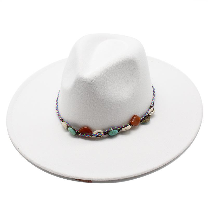 British Style Hat 9.5Cm Large Edge Woolen Top Hat Men'S And Women'S Warm Fringed Jazz Hat