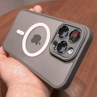 Custodia Opaca Magnetica Ricarica Wireless Traslucida Per iPhone 15 14 13 12 Pro Max Plus Magsafe Protezione Completa Obiettivo Cover Posteriore Rigida