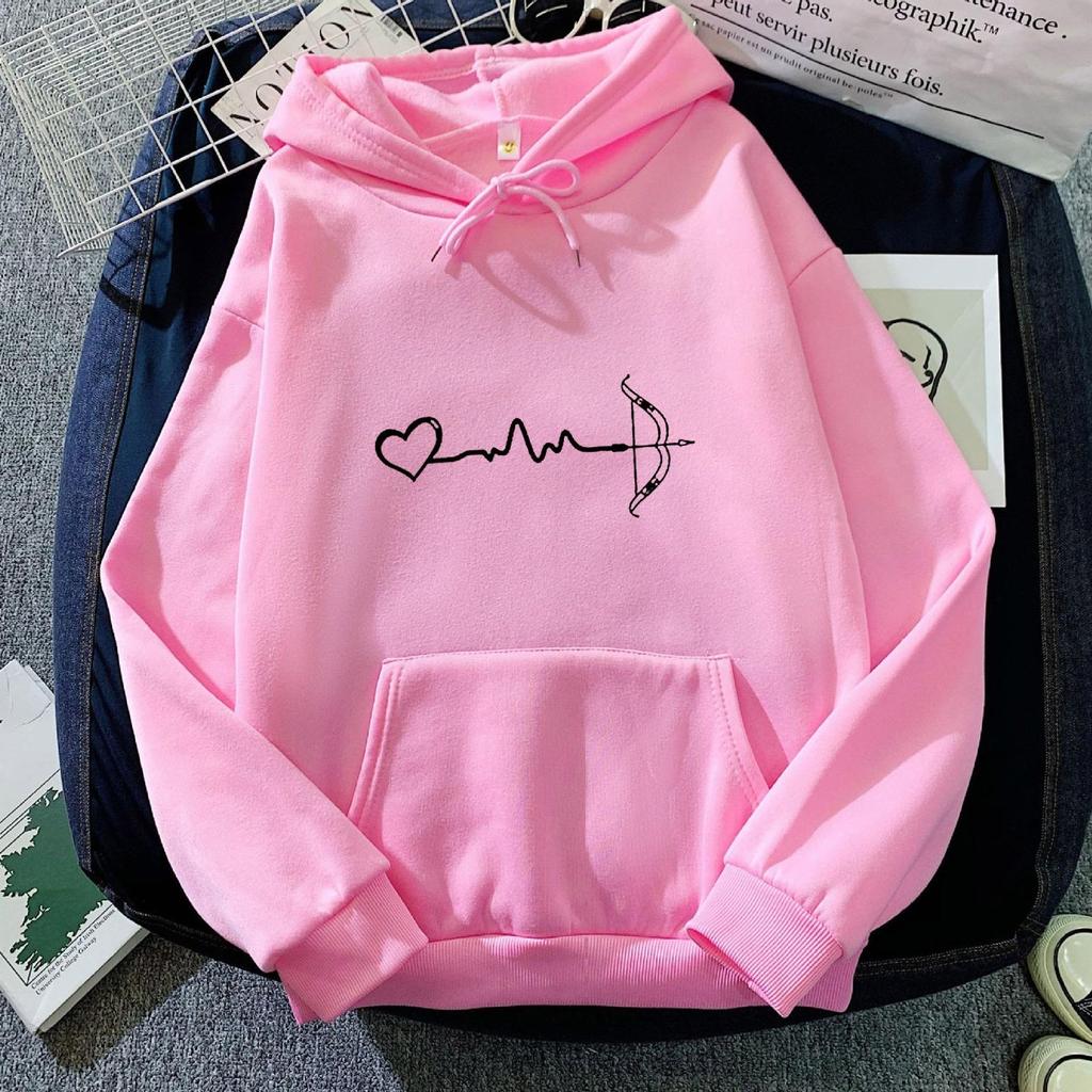 Women's Fashion Casual Fun Print Hooded Sweatshirt Loose Sports Tops Pullover