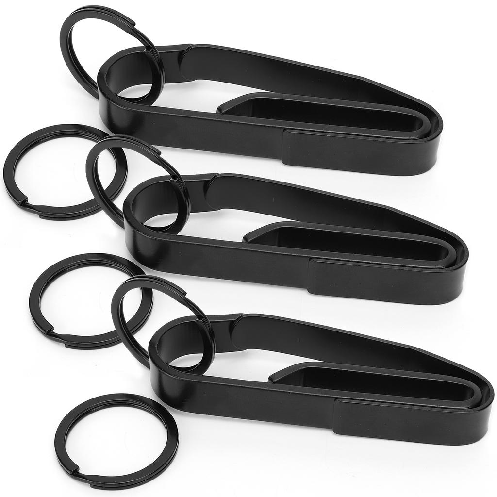 3Set Stainless Steel Keychain Belt Buckle with Keyring Hanging Buckle for Outdoor