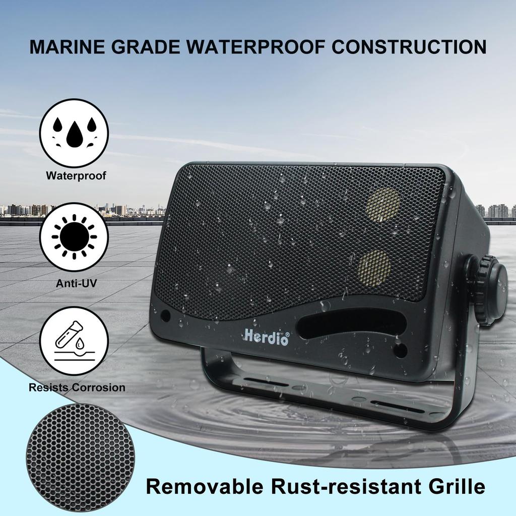 Herdio Passive Outdoor Wired and 200W Premium Speaker Weatherproof and Durable for and Indoor Use 3.5-inch Speakers, Waterproof, 3-Way Wall-Mount