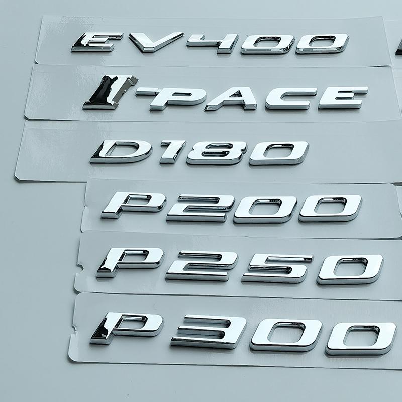 EV400 I-PACE D140 D180 D250 P200 P250 P300 P340 P350 P380 Letters Numbers Car Trunk Emblem Nameplate Logo Sticker Black Chrome D140