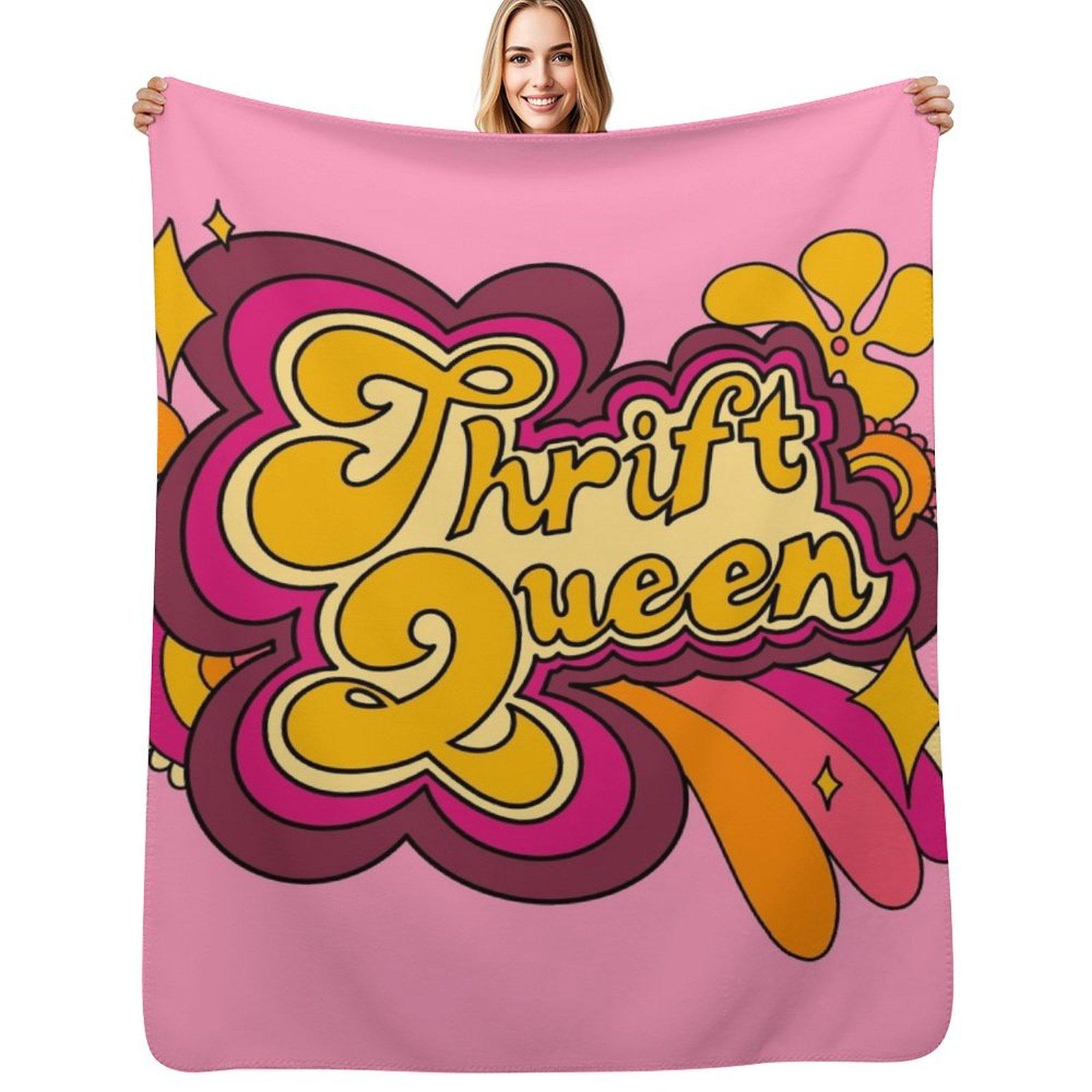 Thrift Queen Throw Blanket Soft Warm Blanket Gift for Grandparents 102x76cm(40x30in)