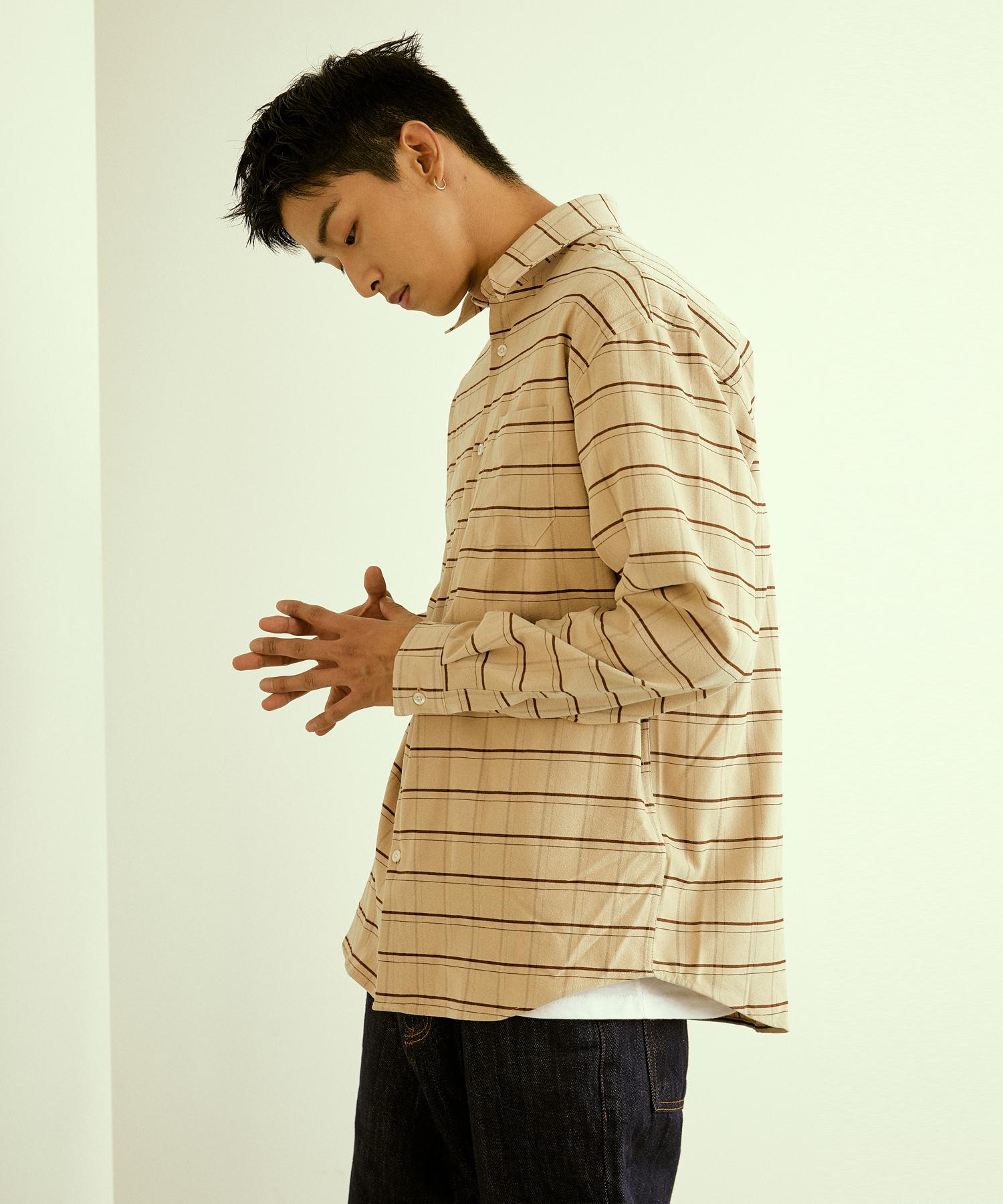 Подарок Оригинал (унисекс) Умная клетчатая рубашка_Бежевая (Unisex) Smart Check Shirt_Beige/L