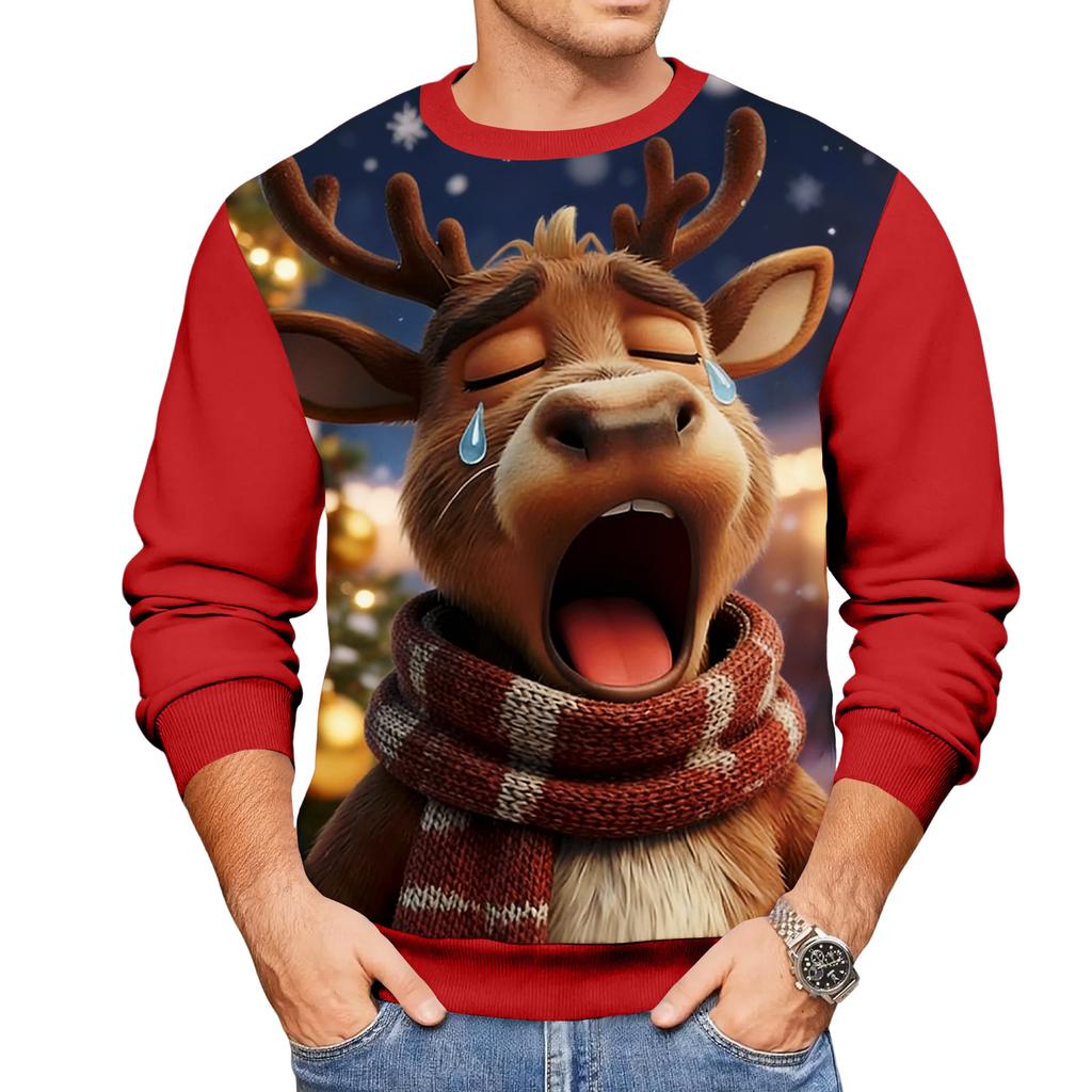 Christmas Print Loose Men's Hoodie