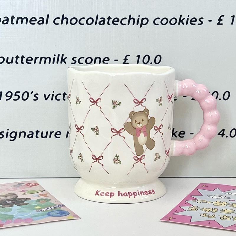 

Cute girl heart cartoon bear ceramic mug with lid for girl birthday gift girlfriend souvenir gift box 301-400ml