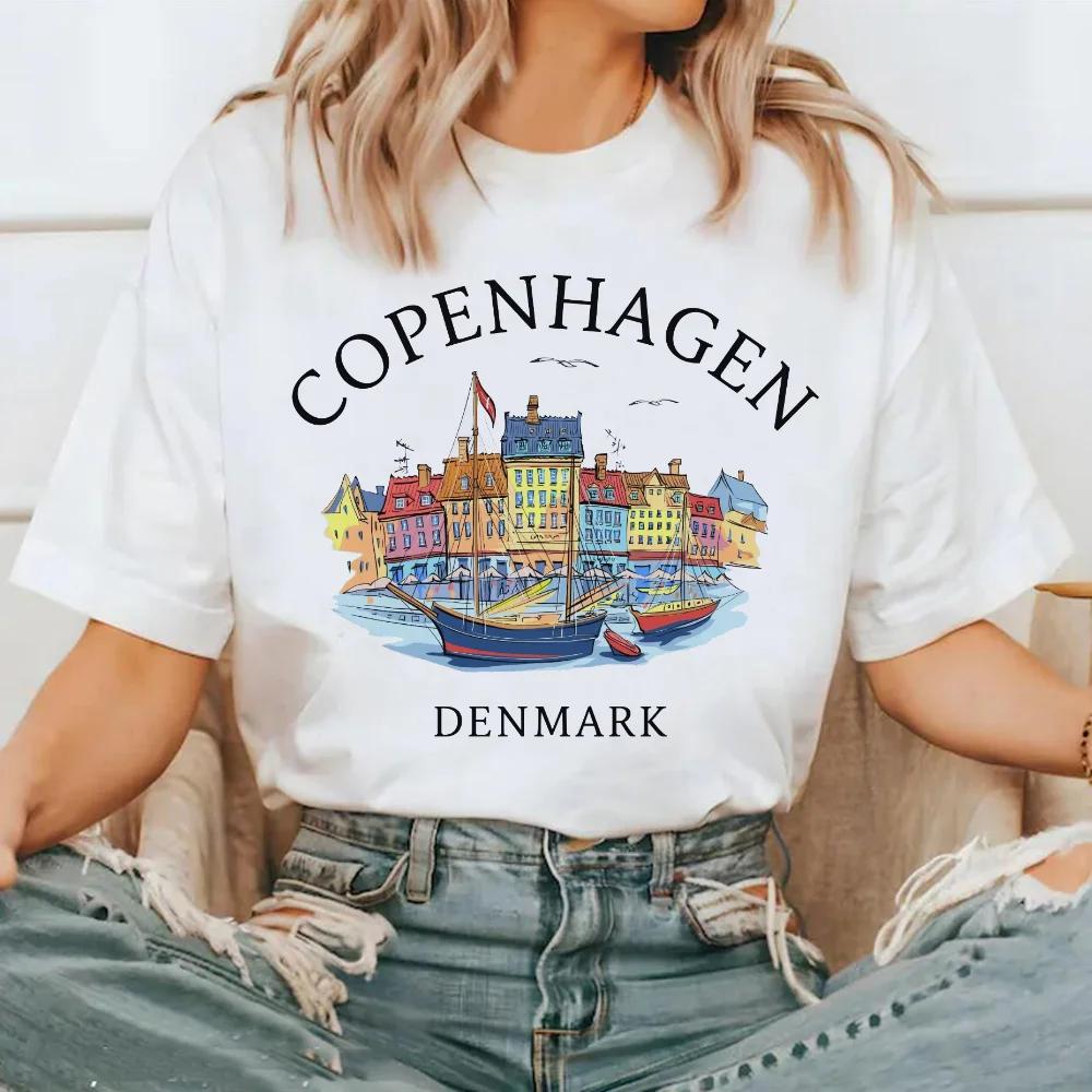 Short Sleeved Fashion Trend Top Street Versatile T-Shirt Pattern Round Neck Polyester Fabric T-Shirt Women's Printed Travel T-Sh