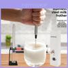 Handheld Stainless Steel Milk Frother With Stand For Coffee And Latte Art