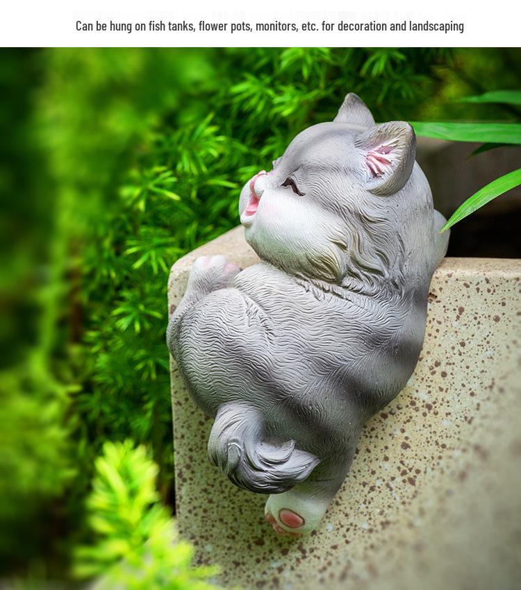 Whimsical Cat Fish Tank Hanging Flower Pot Ornament for Garden Decor