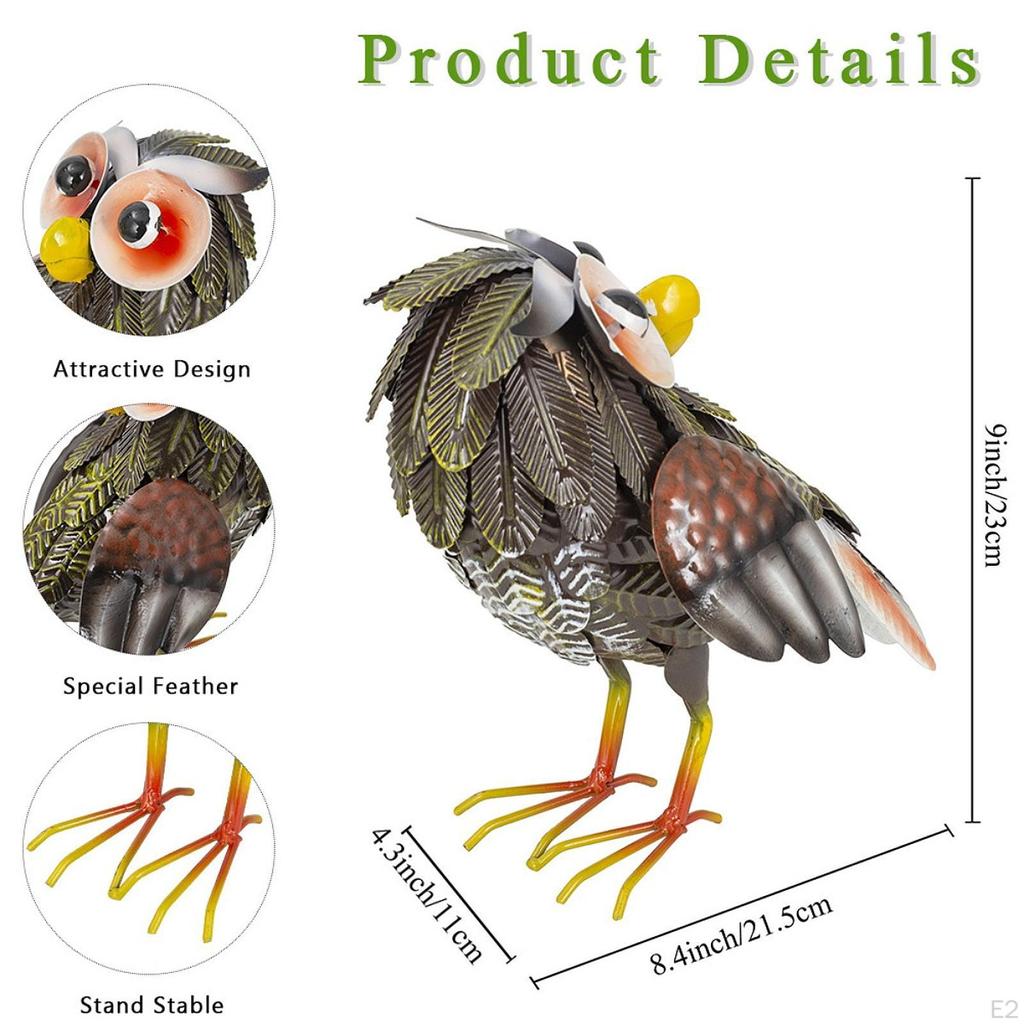 Outdoor Decor Iron Owl Sculpture Art Statue Craft Multipurpose Lifelike Handmade