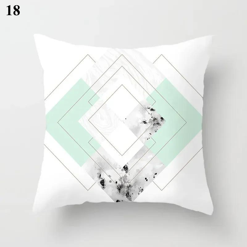 Housse de coussin géométrique, décoration de lit moderne, vert menthe, bleu, pour canapé élégant