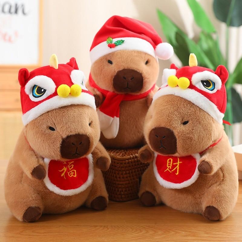 Adorable Christmas Capybara Plush Toy With Soft Short Plush Filling For Kids Gifts