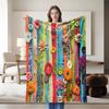 1 piece colorful floral flannel blanket, soft, suitable for sofa, bed, office, all-season use.