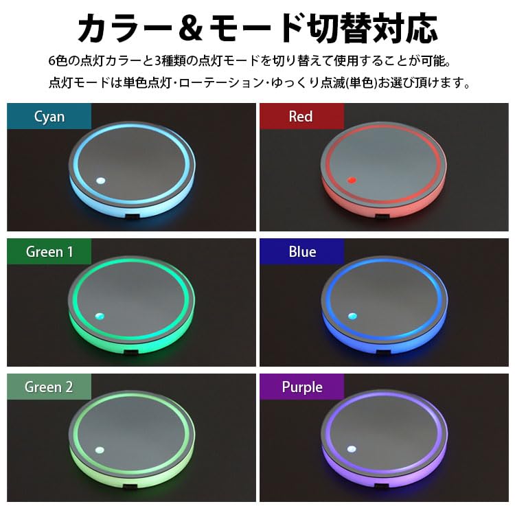 Ta PR-CUPLED-S-2ST Belysning för bil, Set om 2, Mugghållare, LED-ljus, Underläggsljus,