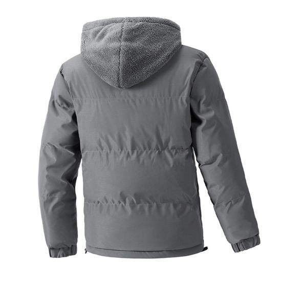 Herren Baumwollmantel Kapuze Langarm Plüschfutter Fake Zweiteiler Jacke Reißverschluss