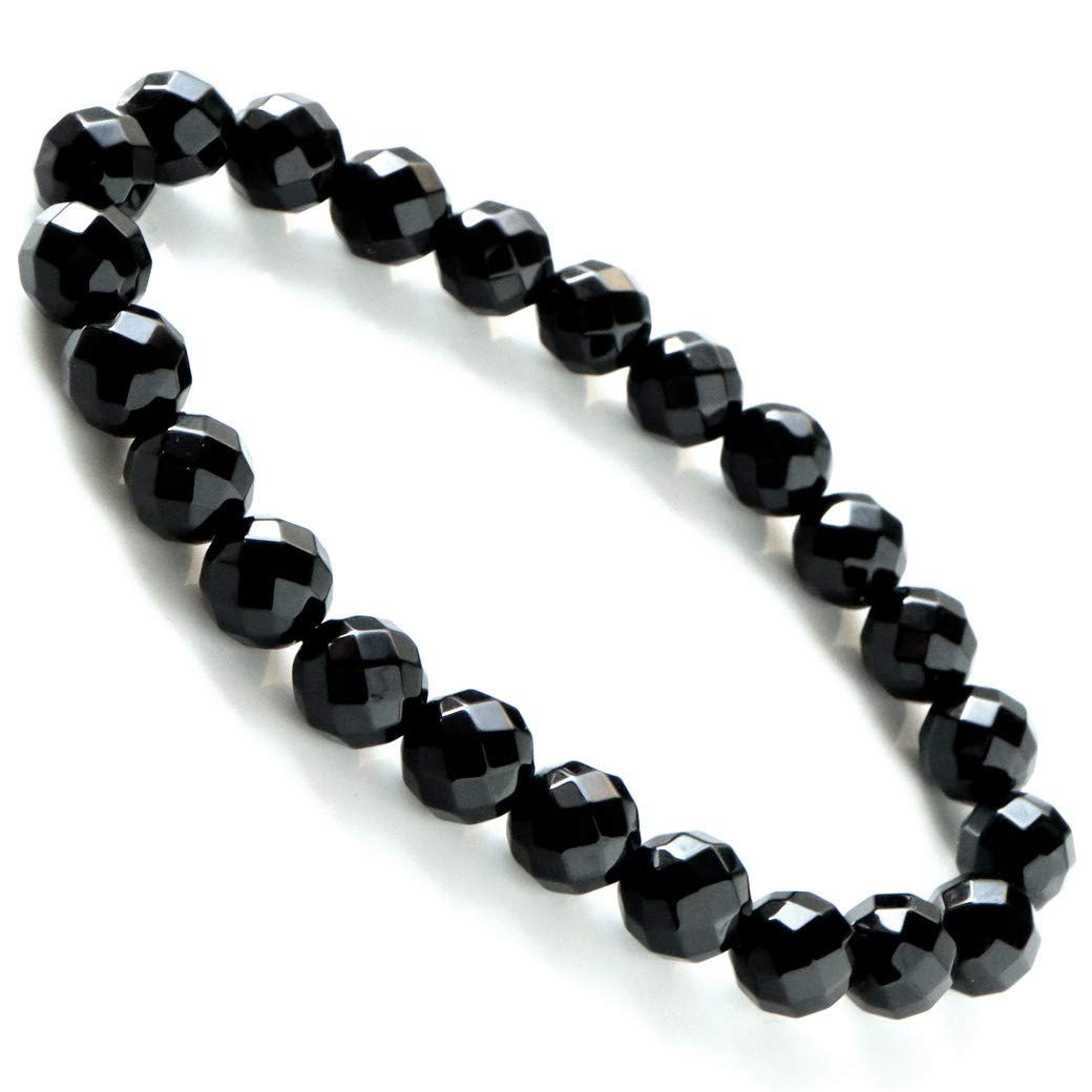 

and Onyx and Black Agate Natural Power Stone 64 Inner Men s Women s Bracelet, Facets, 8mm, Circumference Approx. 16.5cm