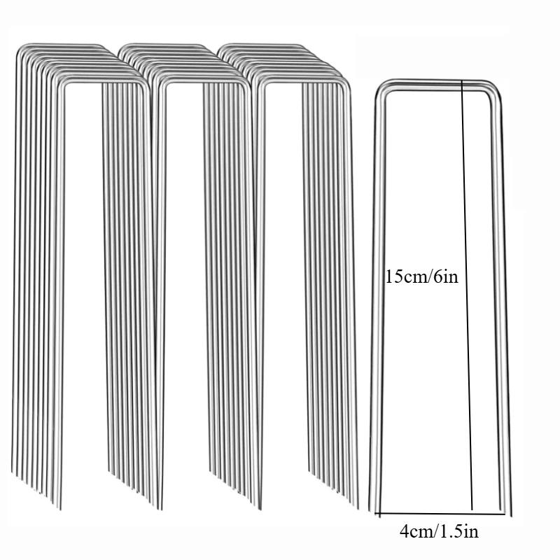 

U-Shaped Garden Nail Heavy Duty Fence Pipe Stake Lawn Galvanized Landscape Nail for Fixing Water Pipe Turf Barrier Ground Nail 10pcs