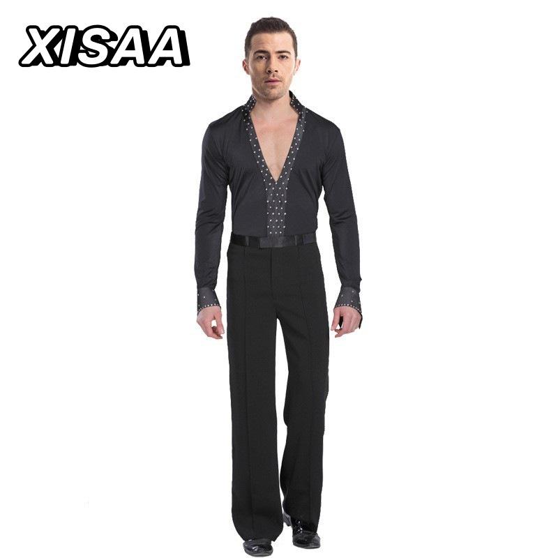 XISAA Pánské tričko s dlouhým rukávem na latinskoamerické tance