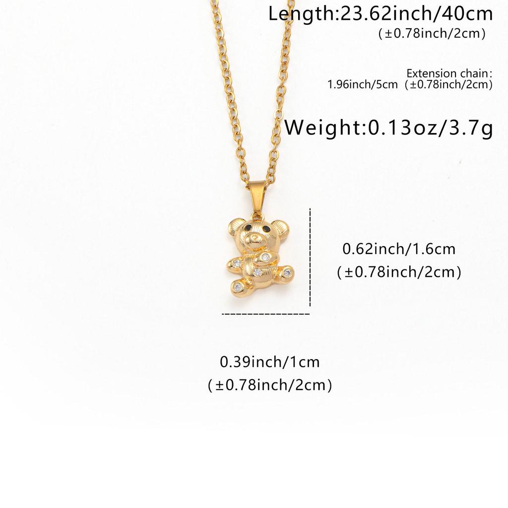 Cartoon Bear Pendant Necklace with Synthetic Zirconia - Student Gift
