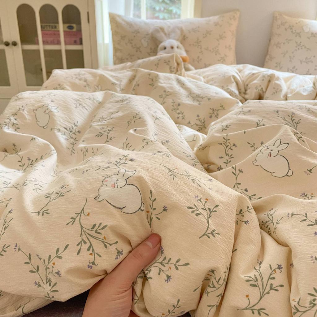 Korean Girls Strawberry Bedding Sets Bed Sheet Duvet Cover with Pillowcase Queen King Size Quilt Cover Set Soft Bed Linen Set
